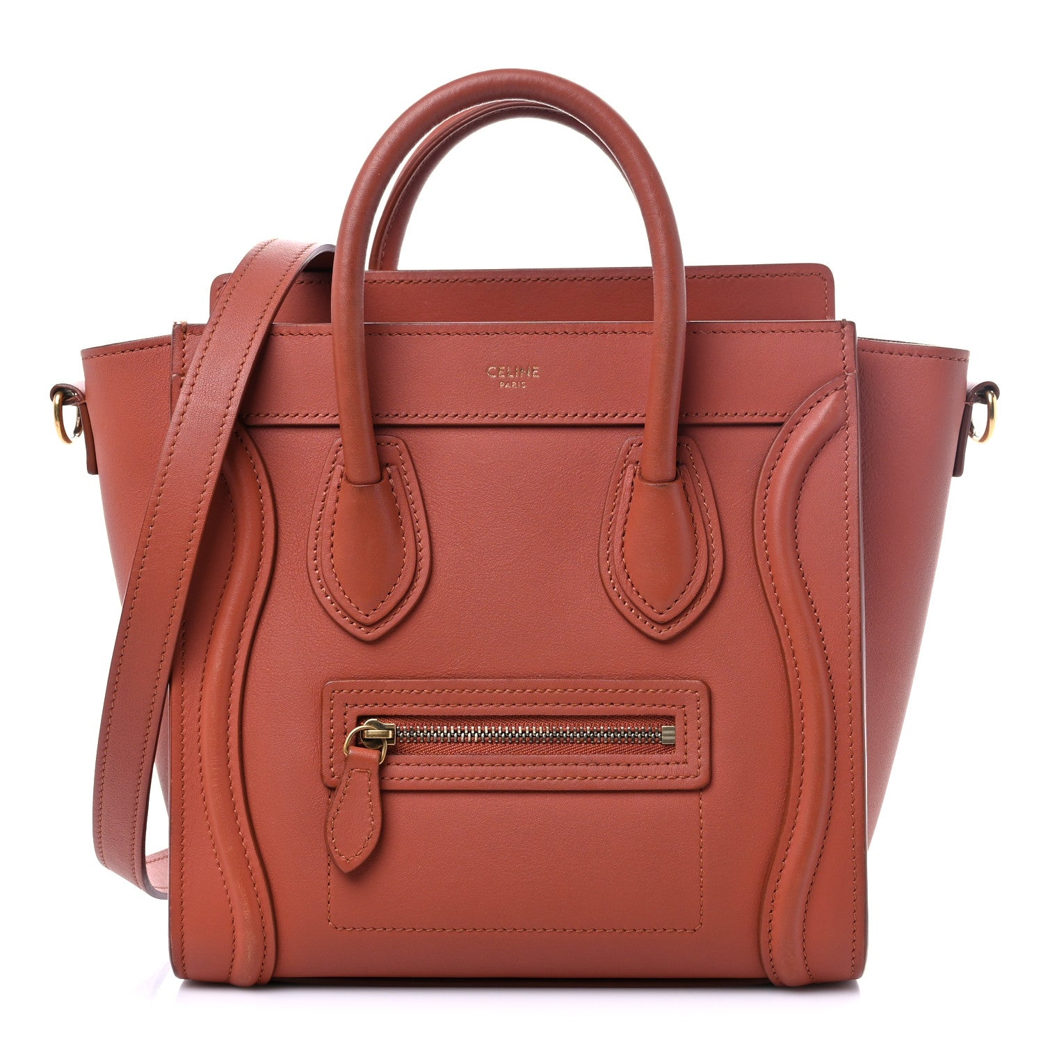 Celine Smooth Calfskin Nano Luggage Terracotta 1 of 18
