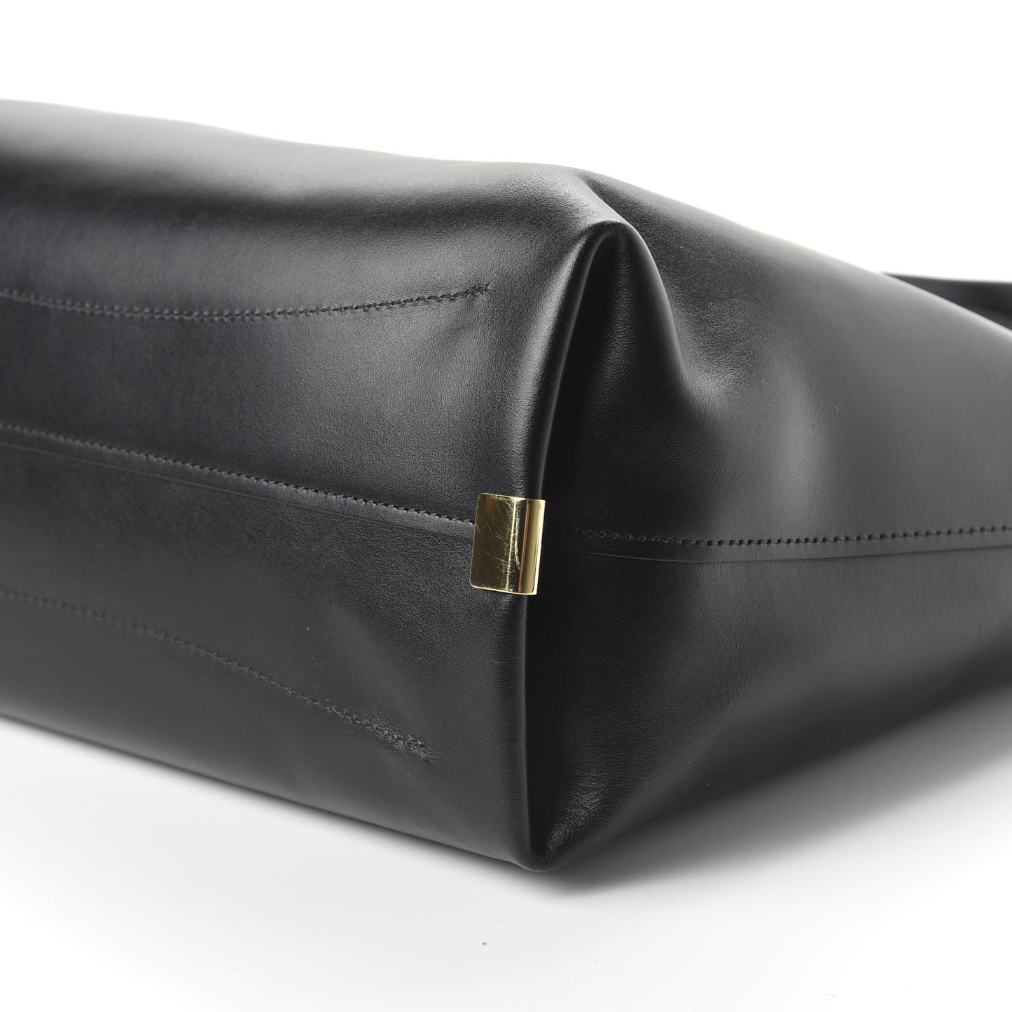 Shiny Calfskin Suede Medium C Zipped Tote Black