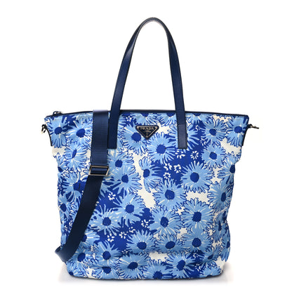 Prada Tessuto Nylon Saffiano Floral Print Tote Baltico Dis Primule 1 of 9