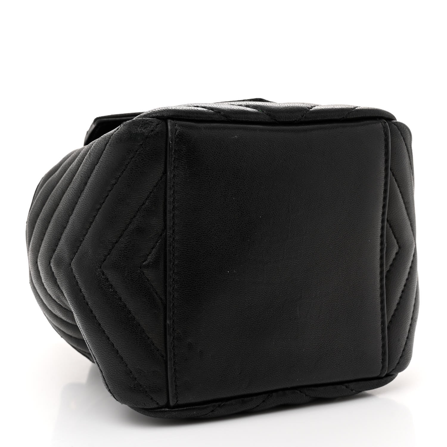Saint Laurent Lambskin Matelasse Monogram Joe Nano Bucket Bag Black 4 of 10