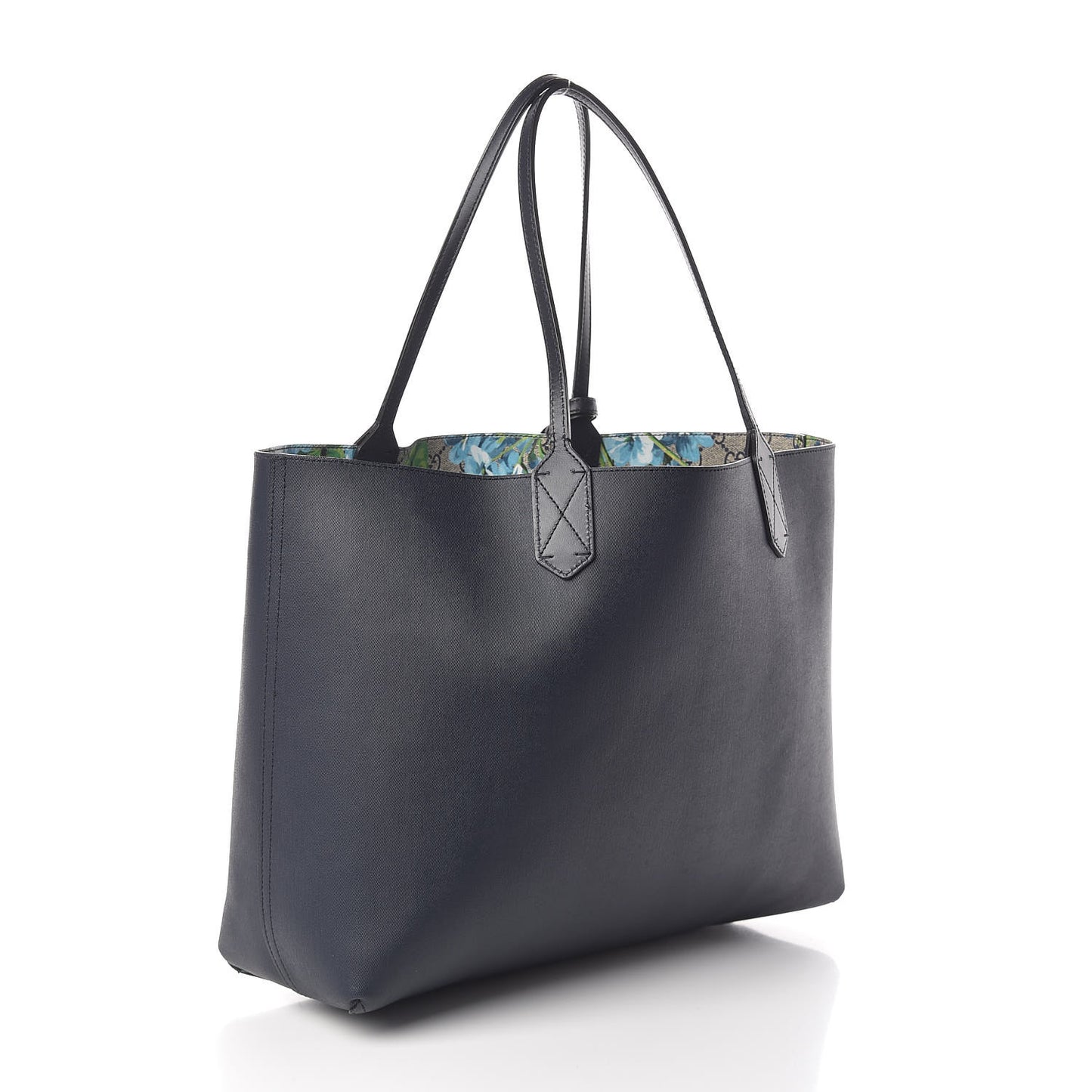 GG Supreme Monogram Blooms Medium Reversible Tote Beige Blue Navy