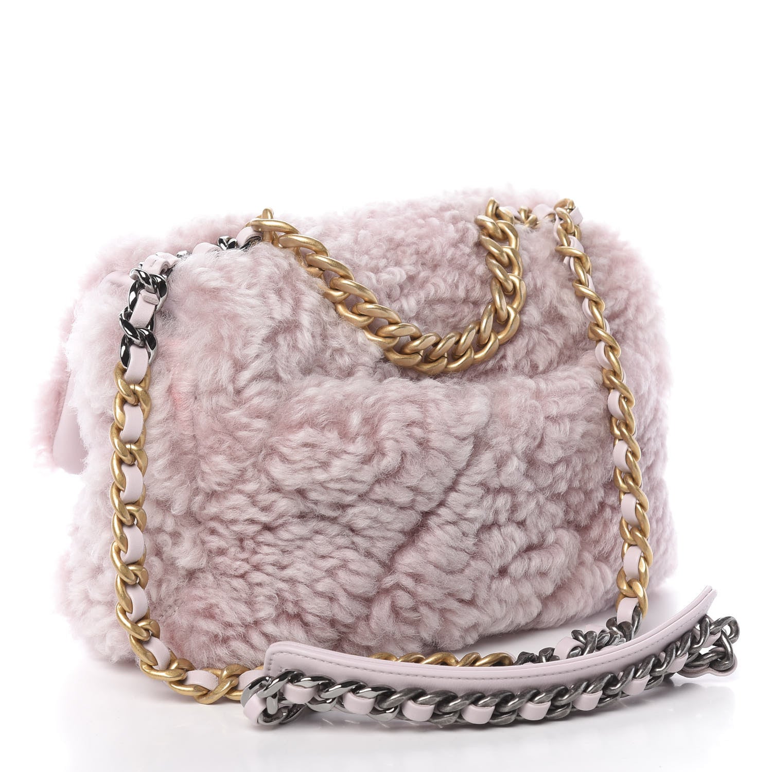Chanel Shearling Sheepskin Medium 19 Flap Light Pink 3 of 10