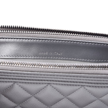 Chanel Metallic Caviar Quilted Small Boy Clutch With Chain Silver 6 of 14