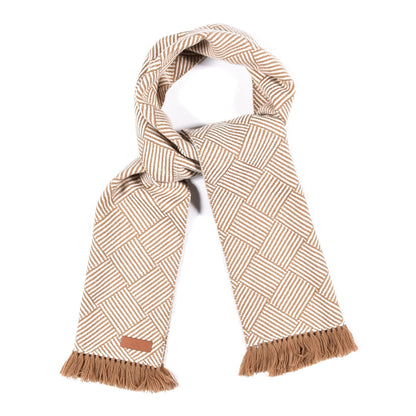 Hermes Cashmere Tile Weave Muffler Camel Ecru 1 of 5