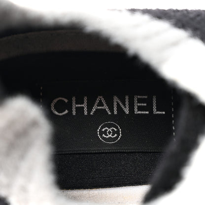 Chanel Mixed Fabrics Knit Sneakers 37.5 Black Grey White 6 of 8