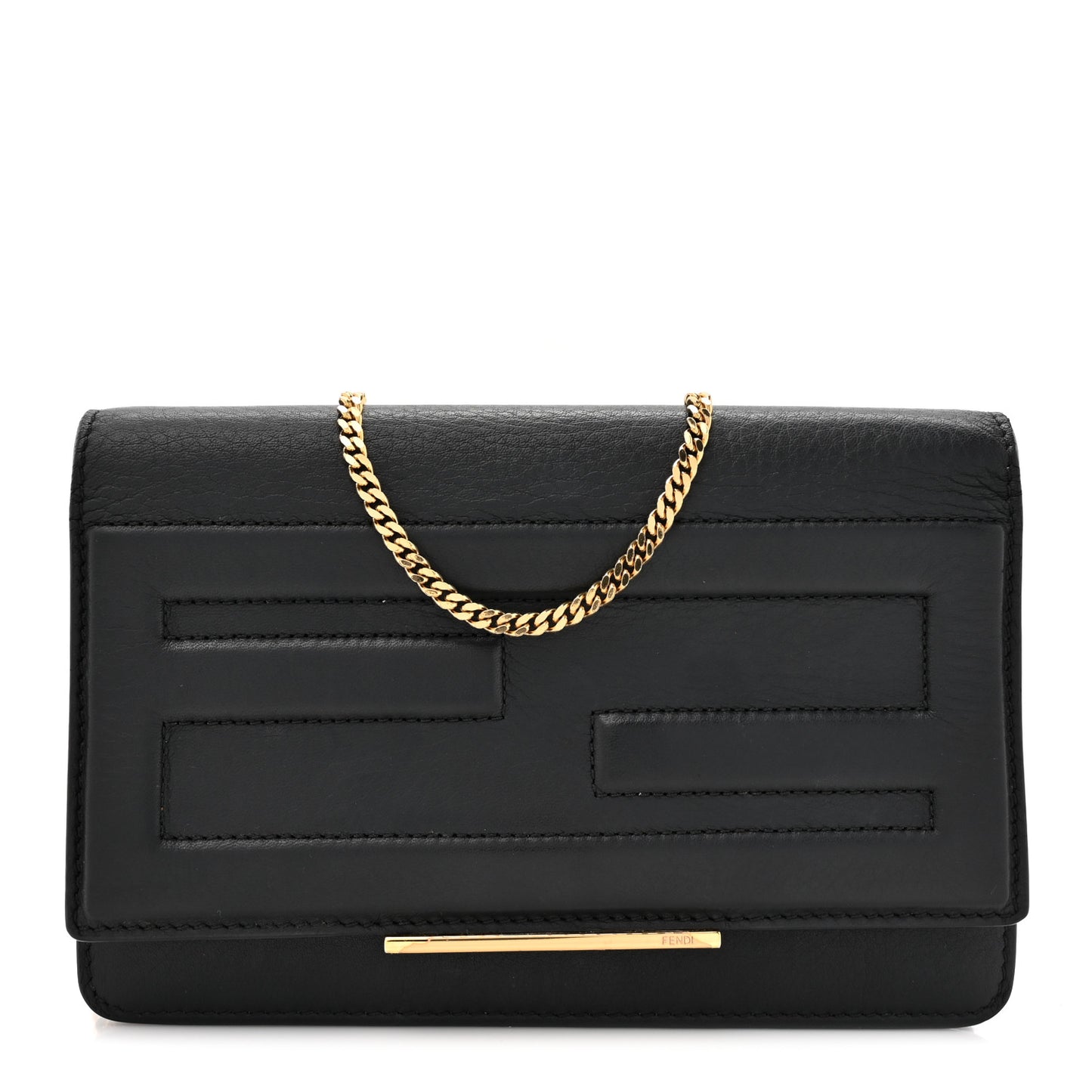 Vitello Flamingo Tube Wallet on Chain Black