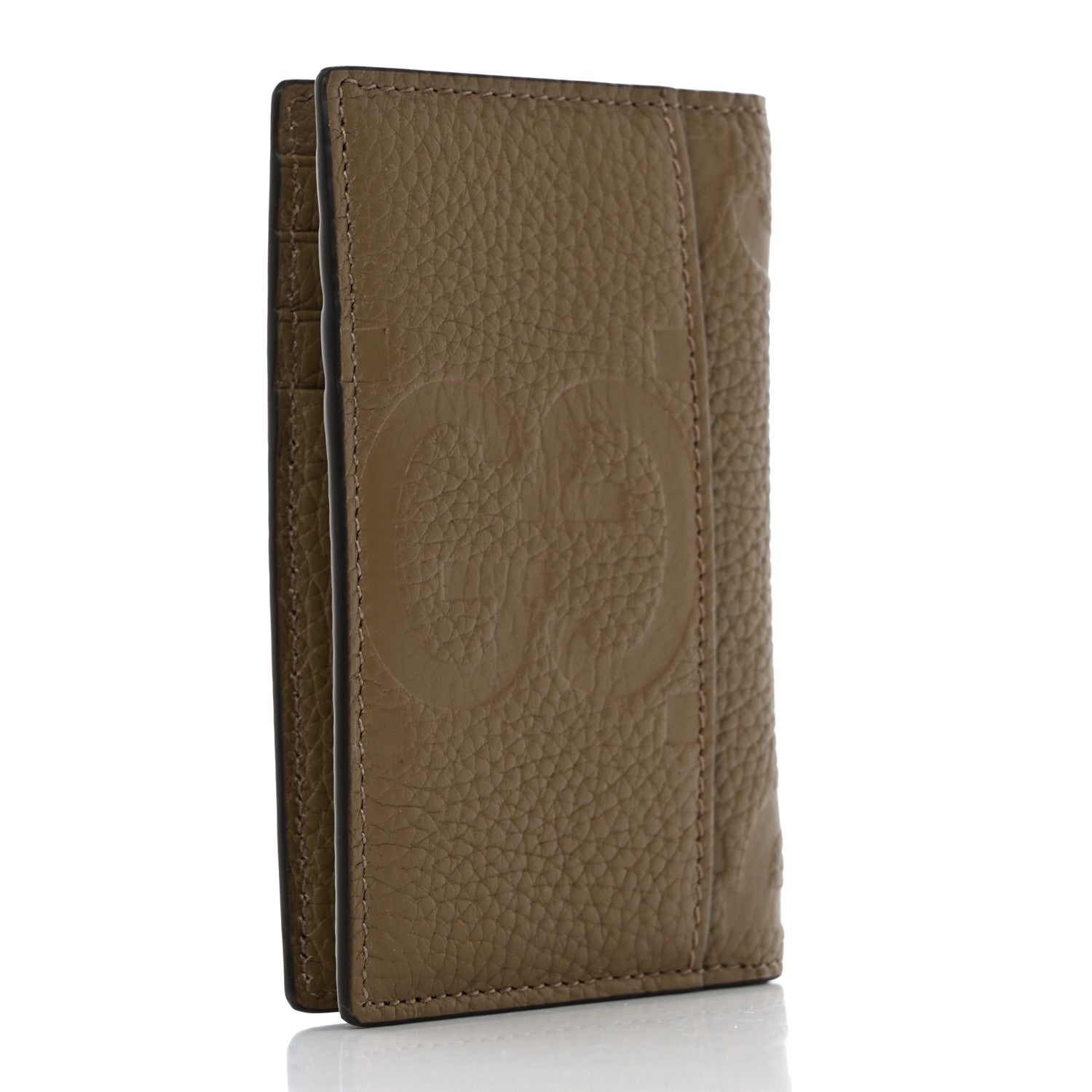 Gucci Piuma Calfskin Jumbo GG Embossed Card Case Taupe 3 of 8