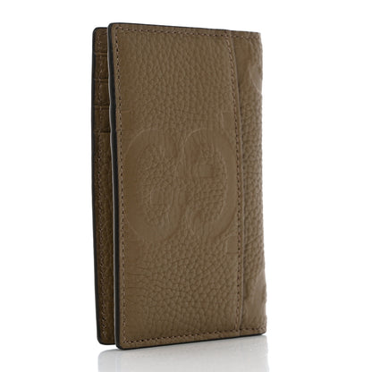 Gucci Piuma Calfskin Jumbo GG Embossed Card Case Taupe 3 of 8