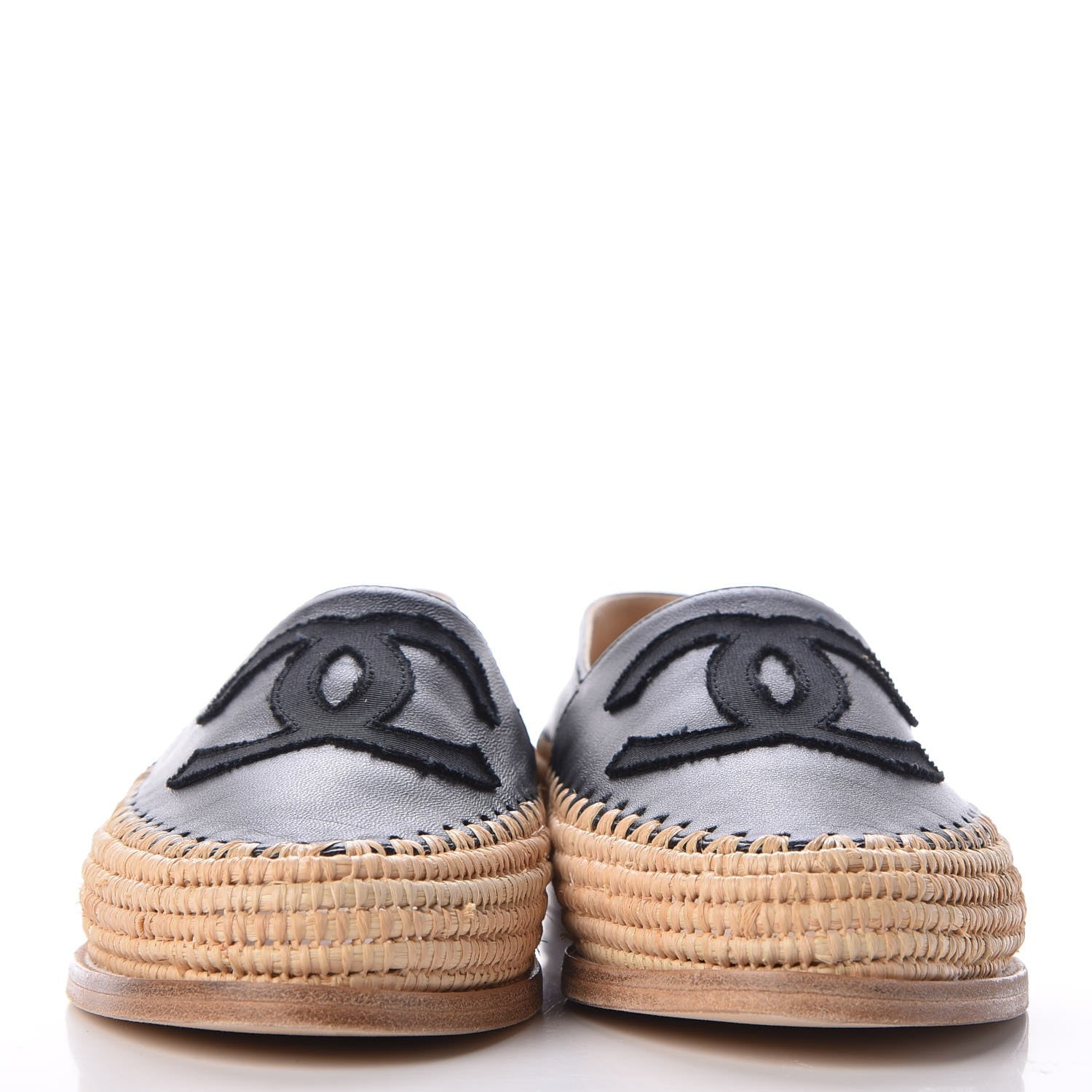 Chanel Lambskin Grosgrain CC Espadrilles 36 Black 2 of 12