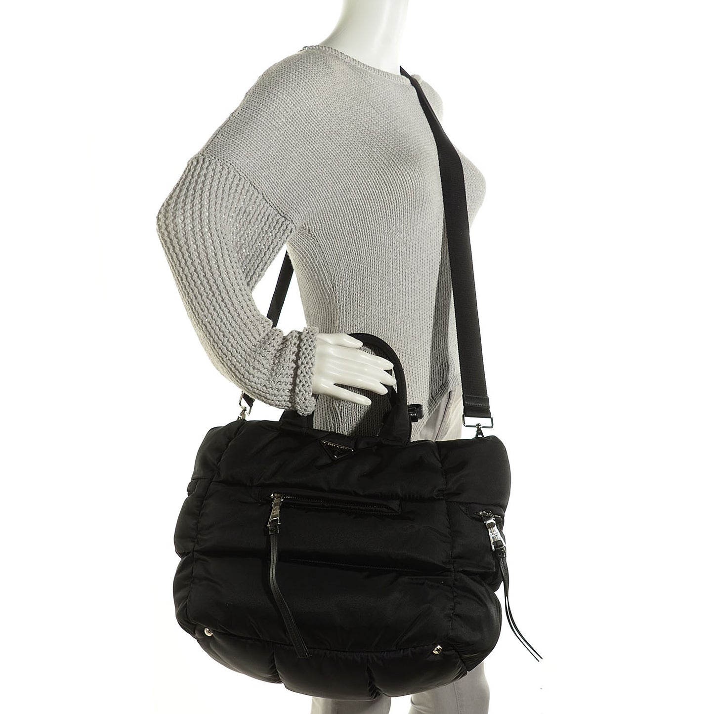 Tessuto Nylon Bomber Tote Nero Black