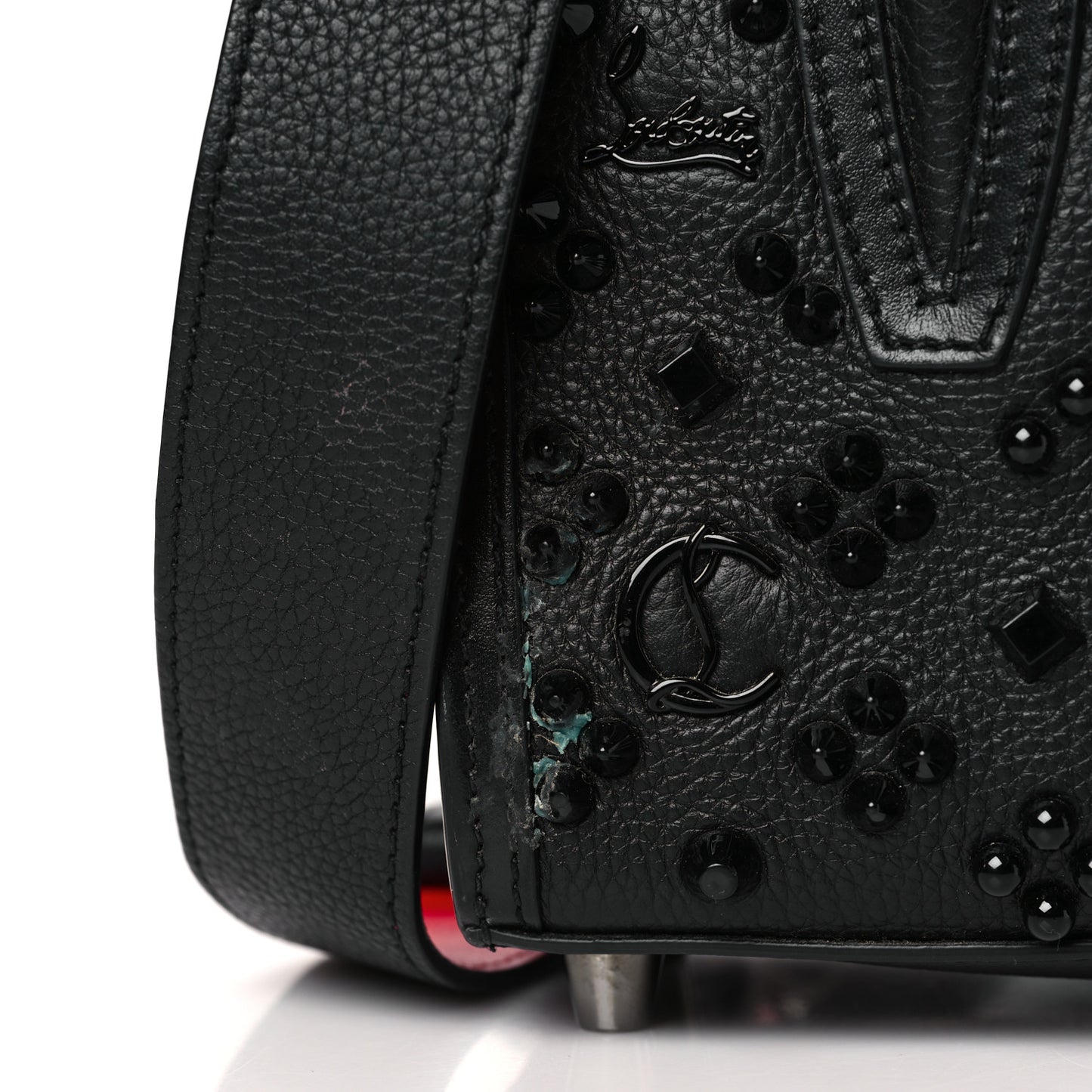 Calfskin Spikes Loubinthesky Mini Paloma Black