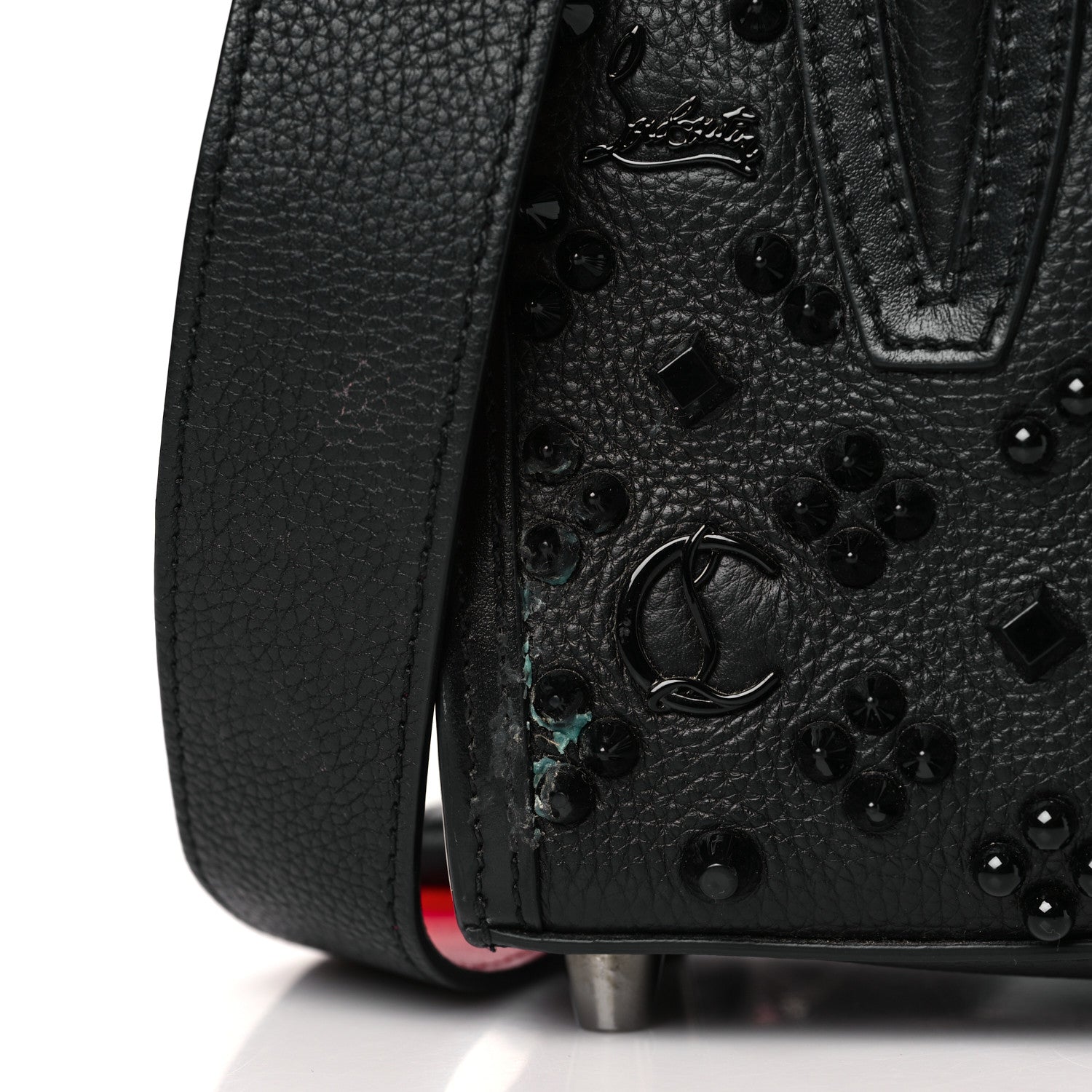 Christian Louboutin Calfskin Spikes Loubinthesky Mini Paloma Black 9 of 10
