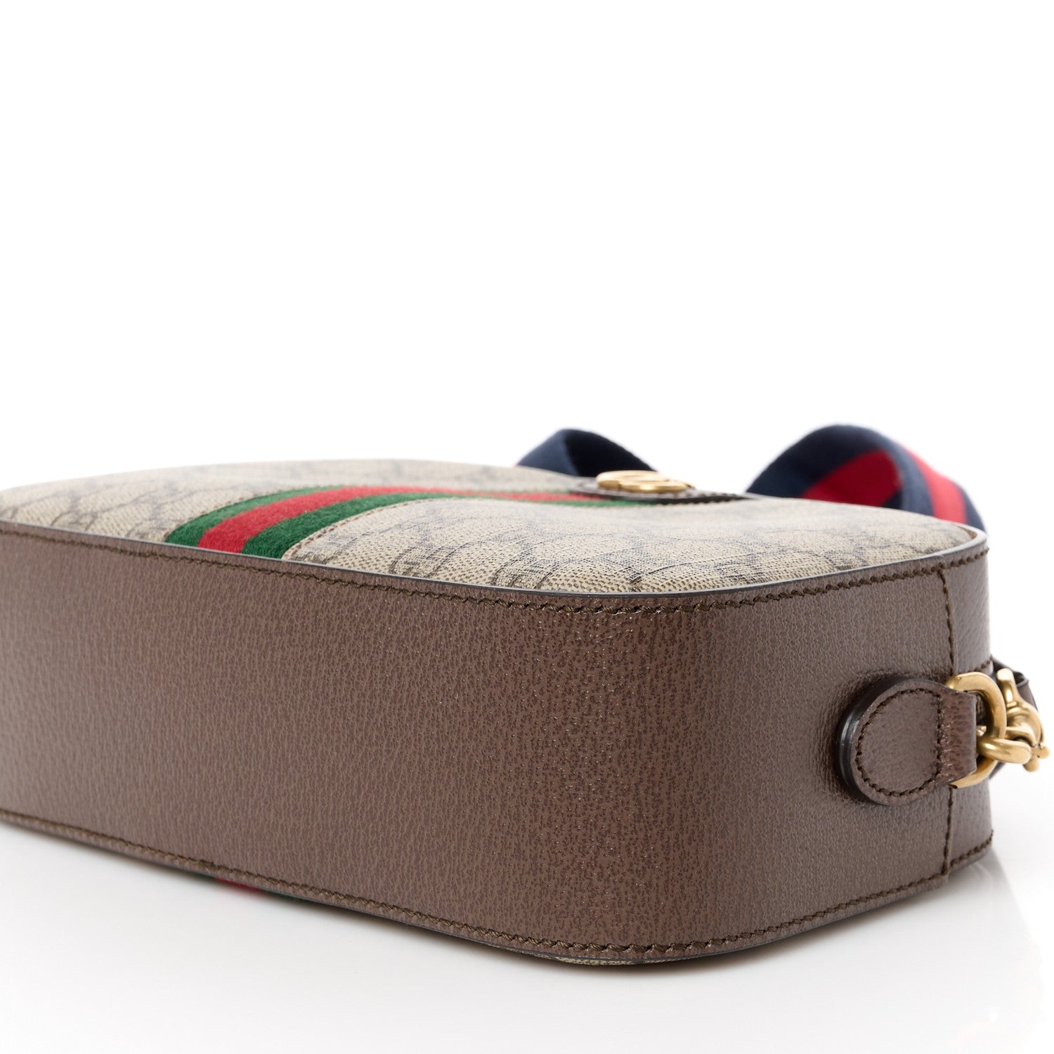 Gucci GG Supreme Monogram Textured Dollar Calfskin Web Ophidia Wristlet Shoulder Bag Beige Ebony New Acero 10 of 11