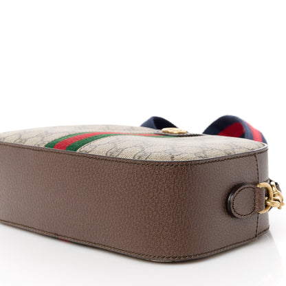 Gucci GG Supreme Monogram Textured Dollar Calfskin Web Ophidia Wristlet Shoulder Bag Beige Ebony New Acero 10 of 11