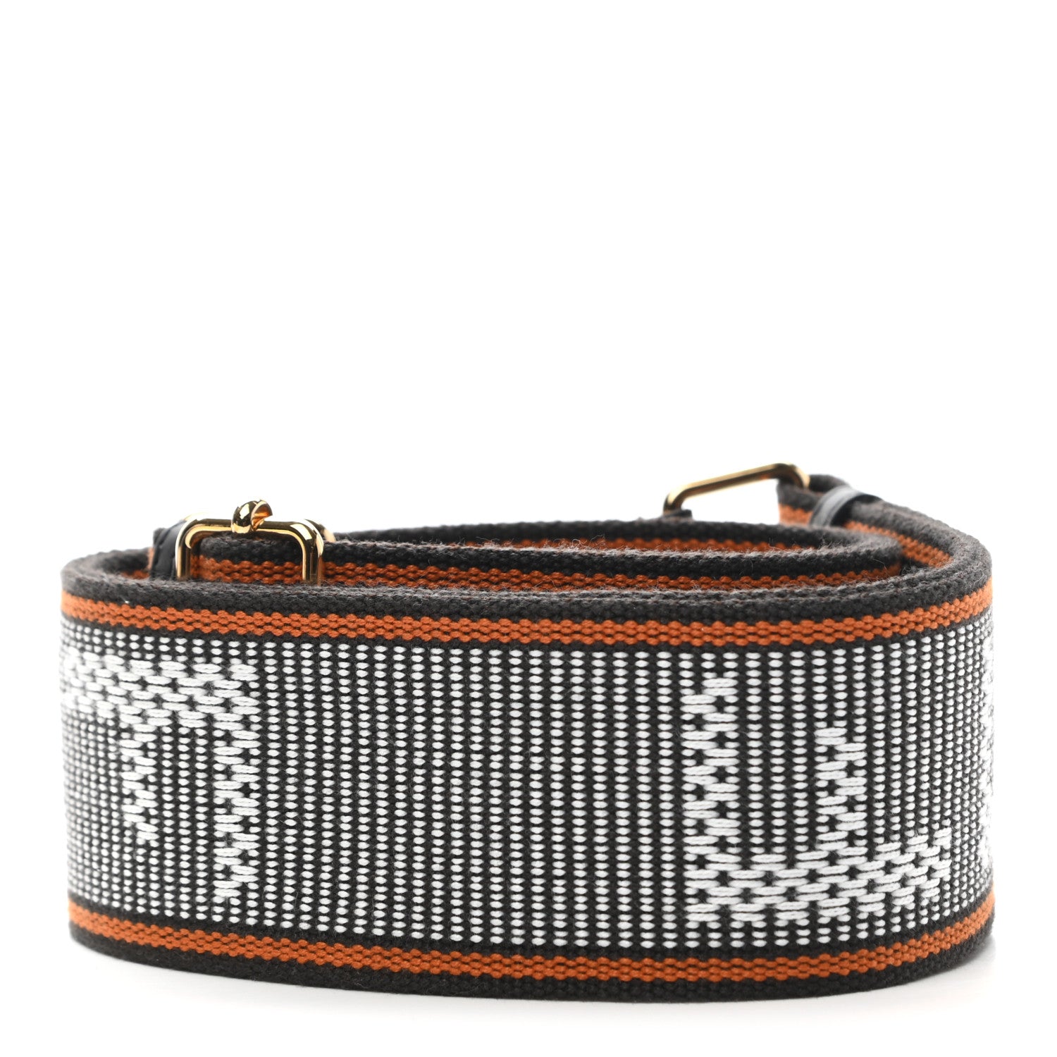 Fendi Cannete Ribbon Poly Vitello Century Logo Adjustable Strap You White Brandy Black 2 of 5