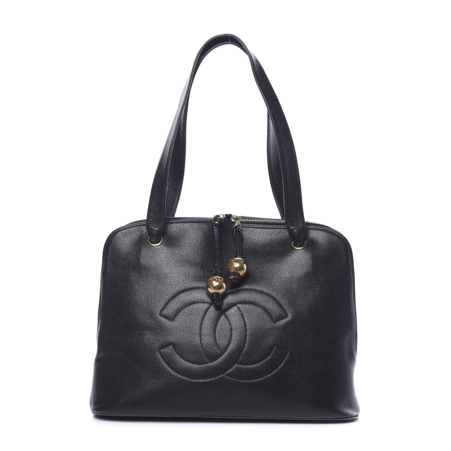 Caviar Large CC Shoulder Bag Black