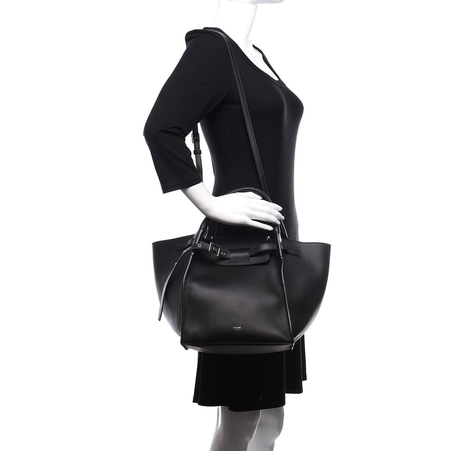 Supple Grained Calfskin Small Big Bag Black