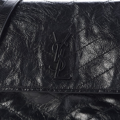 Saint Laurent Crinkled Calfskin Matelasse Monogram Medium Niki Chain Satchel Black 8 of 10