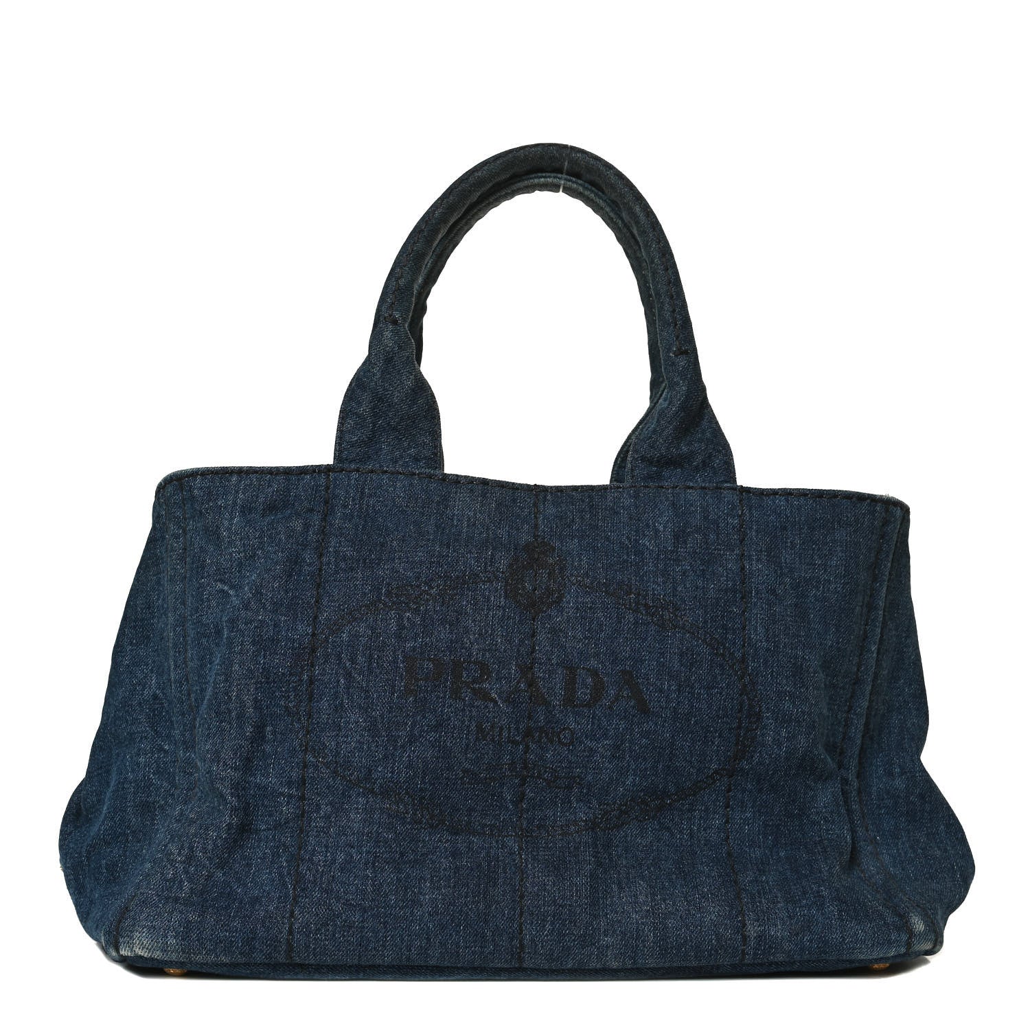 Prada Denim Logo Tote Bleu 1 of 11