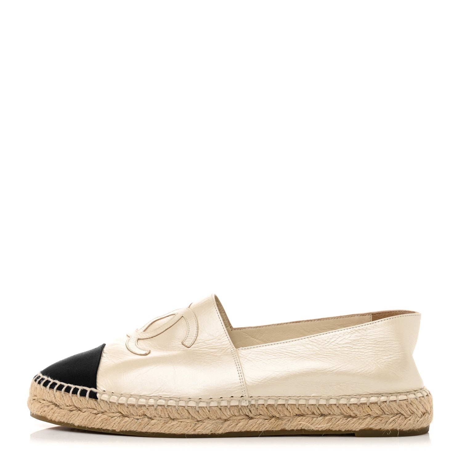 Chanel Lambskin CC Espadrilles 40 Beige Black 1 of 9