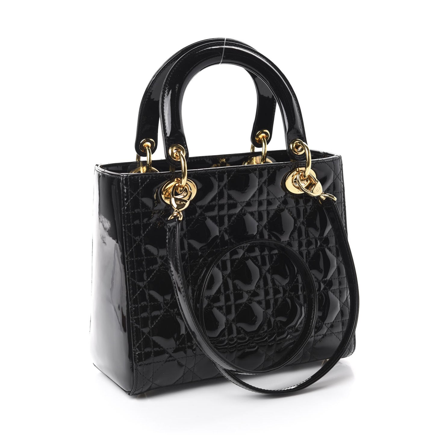 Patent Cannage Medium Lady Dior Black