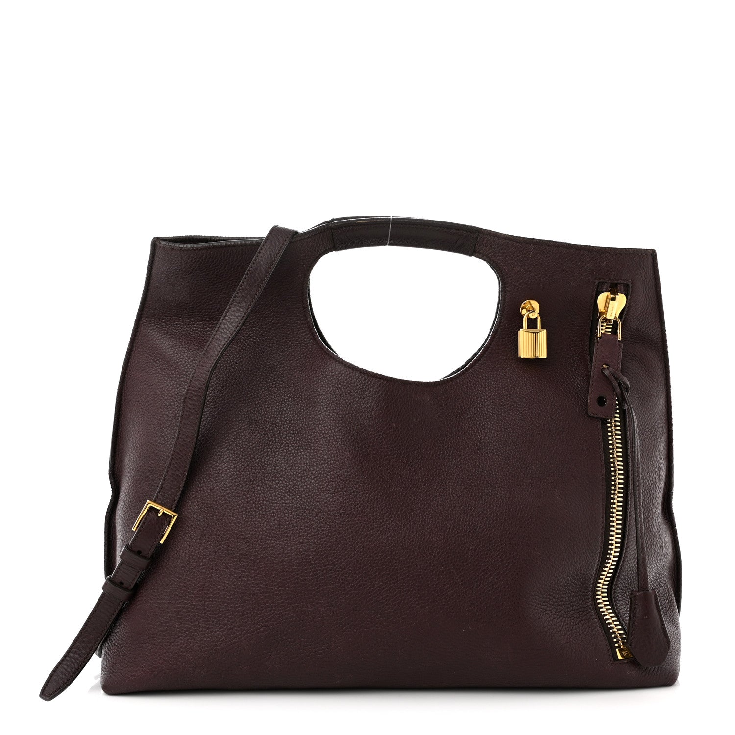 Tom Ford Grained Calfskin Alix Padlock Zip Tote Burgundy 1 of 13