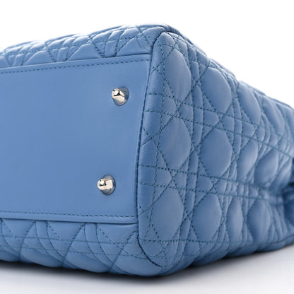 Christian Dior Lambskin Cannage Large Dior Soft Shopping Tote Blue 11 of 12