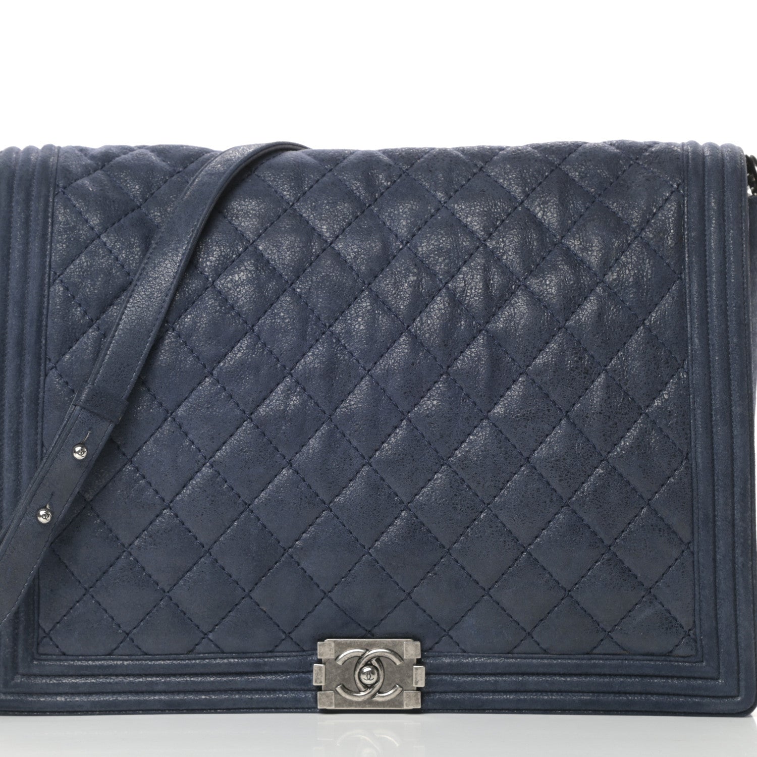 Chanel Goatskin Quilted Large Gentle Boy Flap Navy 8 of 11