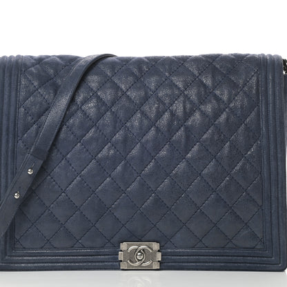 Chanel Goatskin Quilted Large Gentle Boy Flap Navy 8 of 11