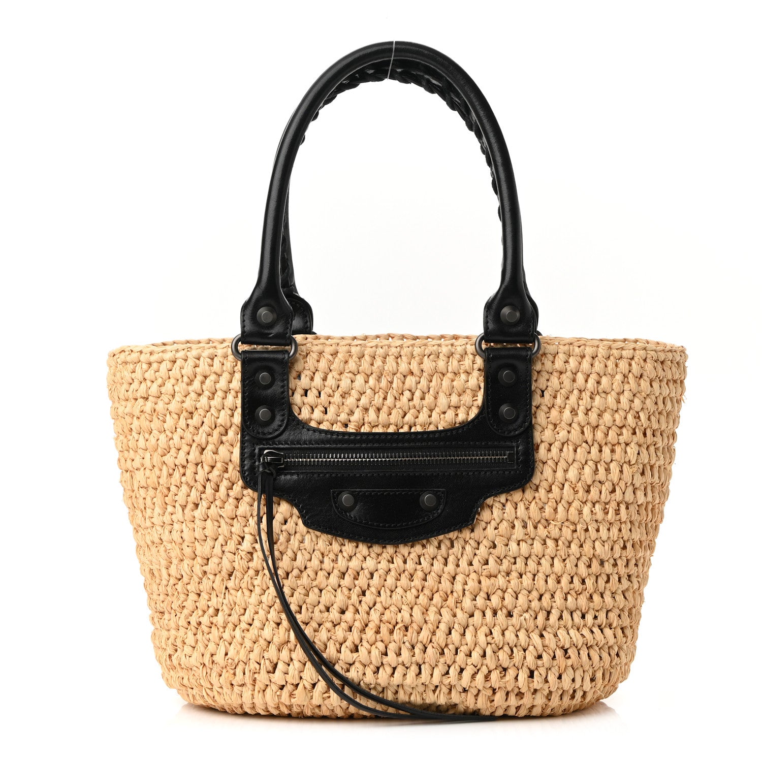 Balenciaga Raffia Calfskin Panier Basket Tote Natural 1 of 9