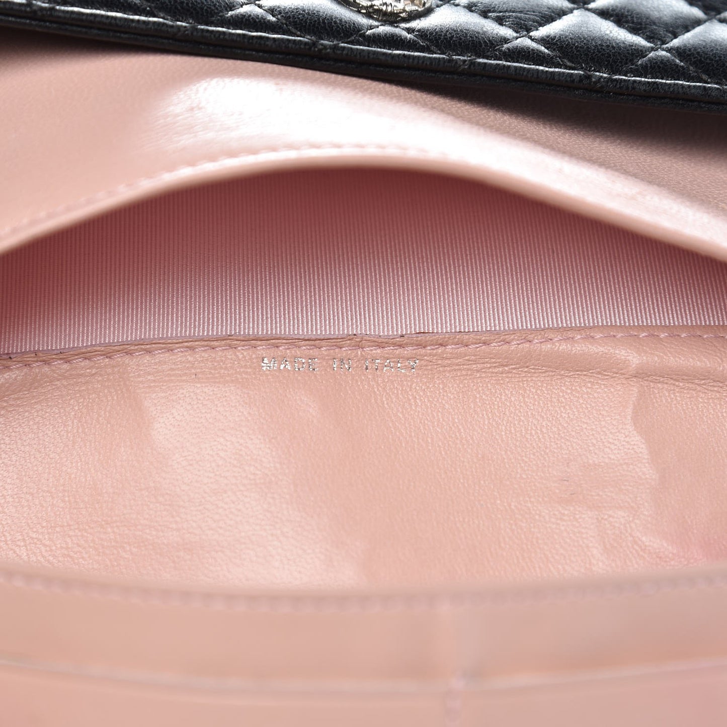Lambskin Micro Quilted Tri-Fold Wallet Black