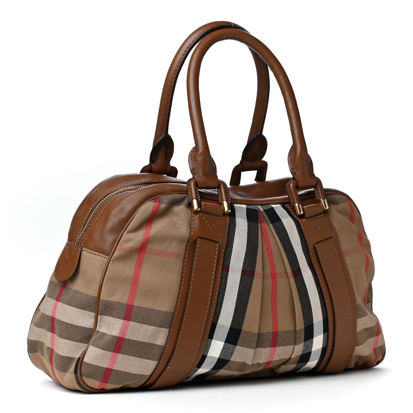 House Check Satchel Saddle Brown