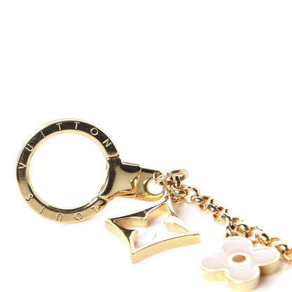 Louis Vuitton Brass Enamel Fleur De Monogram Bag Charm Chain Gold 4 of 4