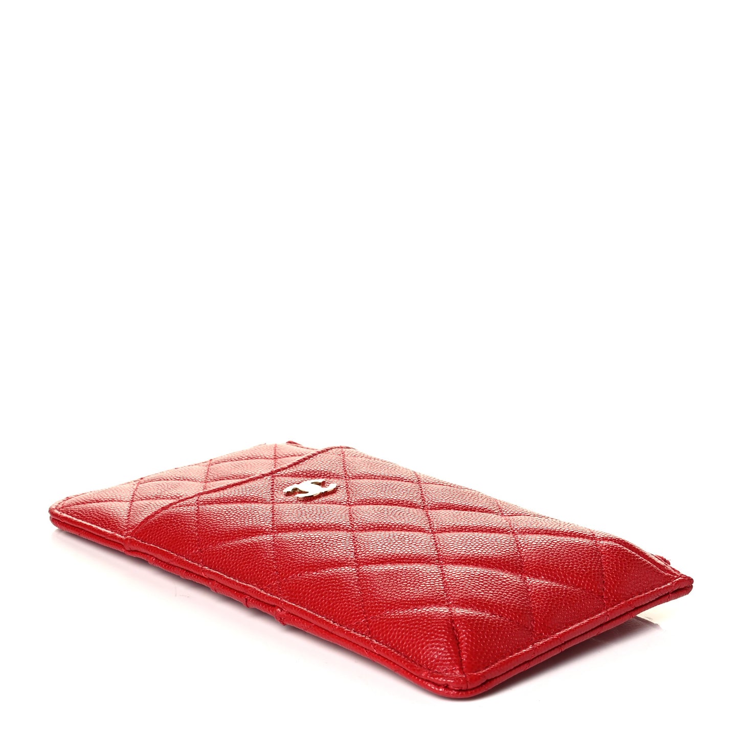 Caviar Quilted Classic Flat Wallet Pouch Red