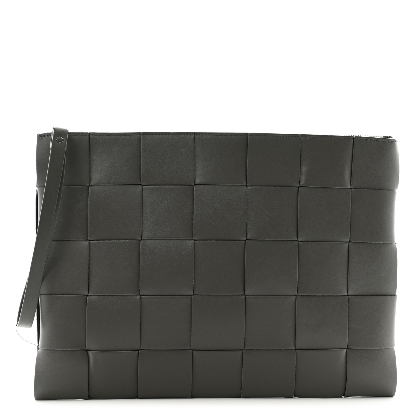 Urban Calfskin Maxi Intrecciato Large Cassette Wristlet Pouch Lead