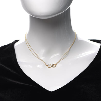 Tiffany 18K Yellow Gold Infinity Double Chain Pendant Necklace 2 of 6