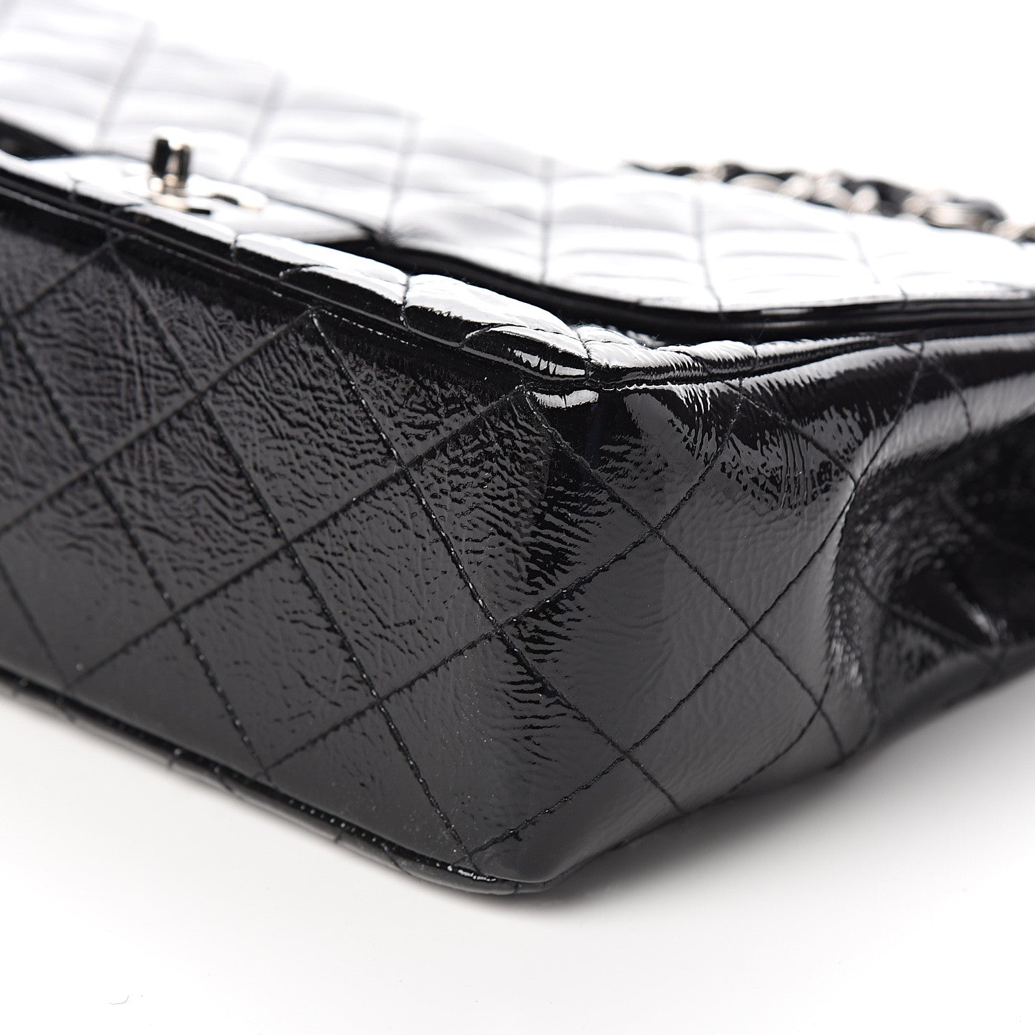 Chanel Distressed Patent Quilted Jumbo Single Flap Black 9 of 10