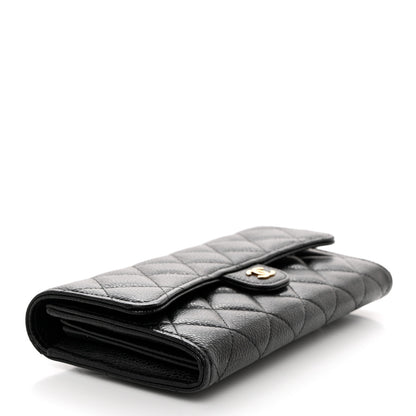 Chanel Caviar Quilted Large Gusset Flap Wallet Black 4 of 9