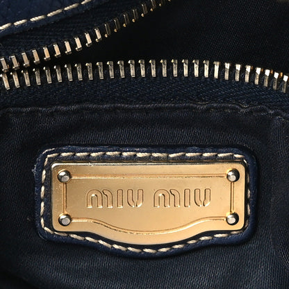 Miu Miu Vitello Lux Bow Tote Bleuette 6 of 17