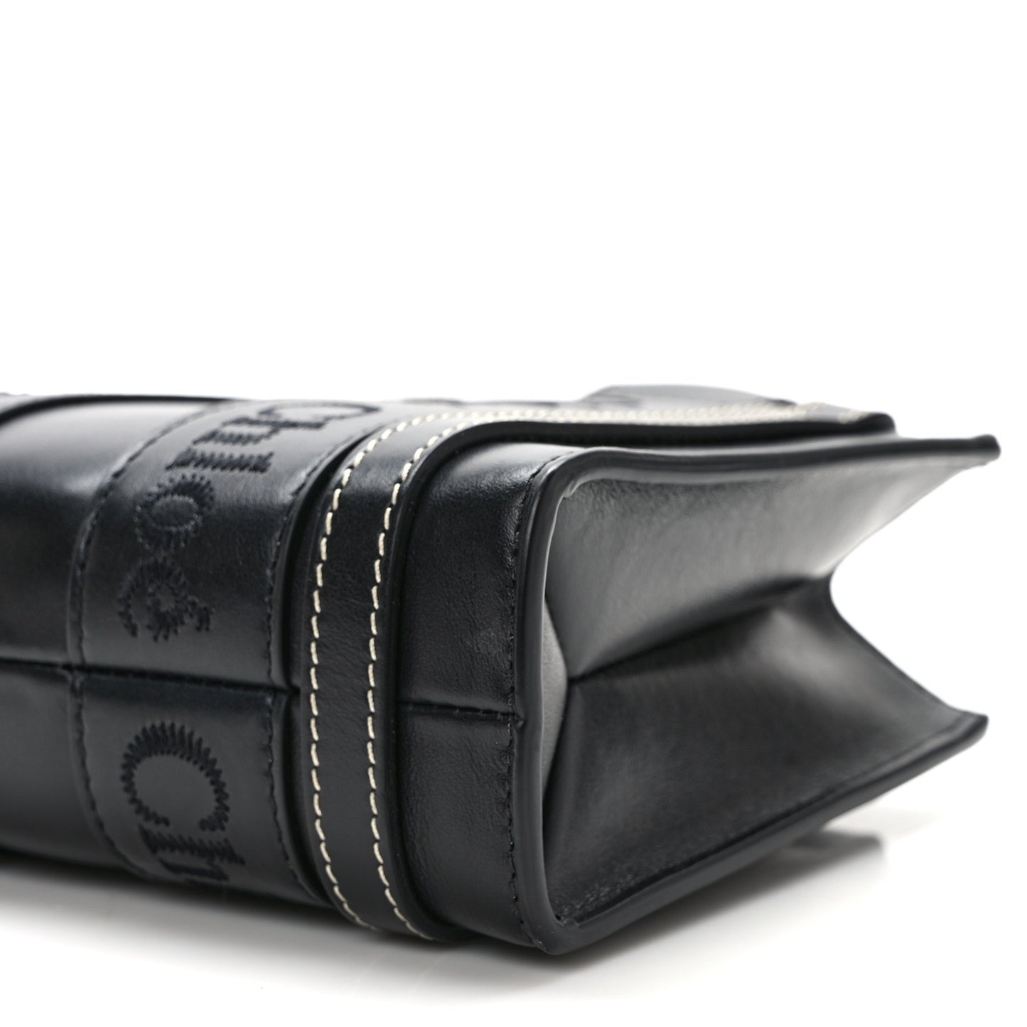 Calfskin Mini Woody Ribbon Tote Black