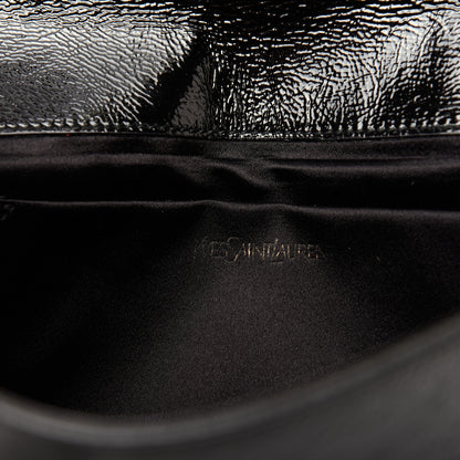 Saint Laurent Textured Patent Monogram Large Belle De Jour Clutch Black 6 of 6