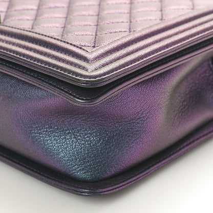 Chanel Iridescent Goatskin Quilted New Medium Boy Flap Purple 10 of 10