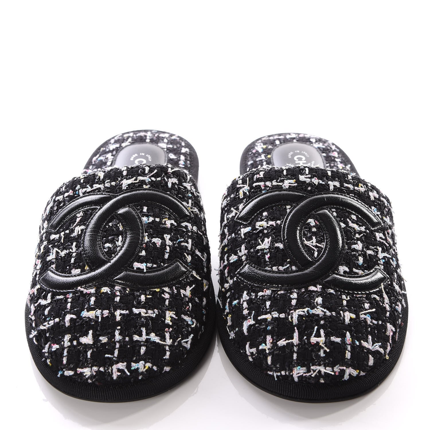 Chanel Tweed CC Flat Mules S Black 3 of 10