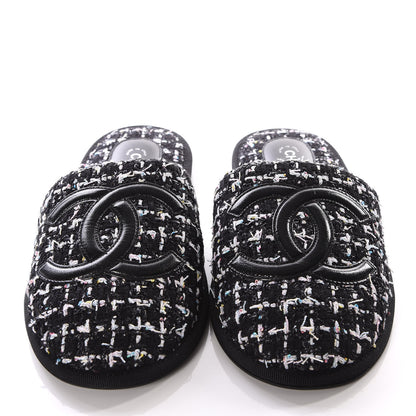 Chanel Tweed CC Flat Mules S Black 3 of 10