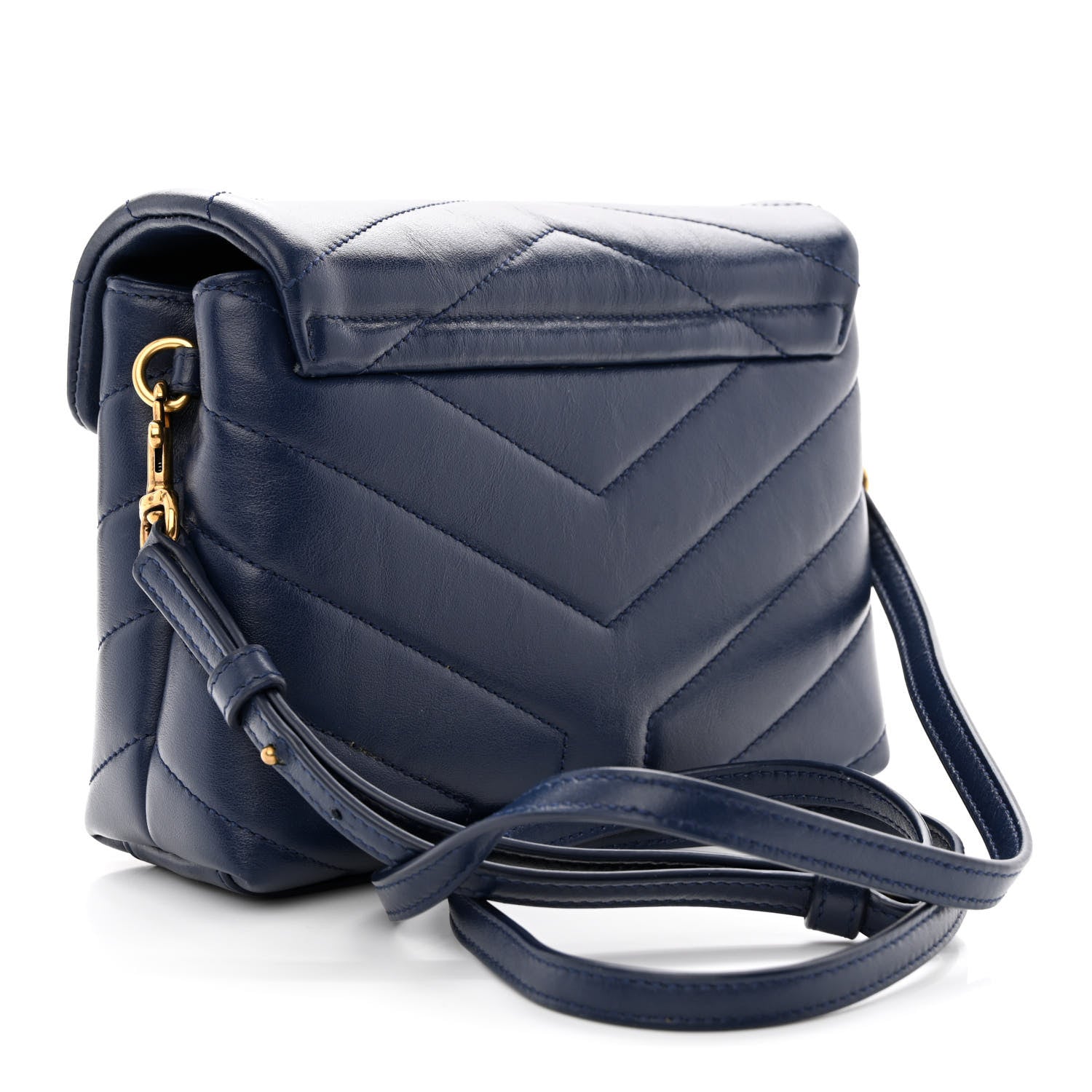 Saint Laurent Calfskin Y Quilted Monogram Toy Loulou Crossbody Bag Denim 3 of 16