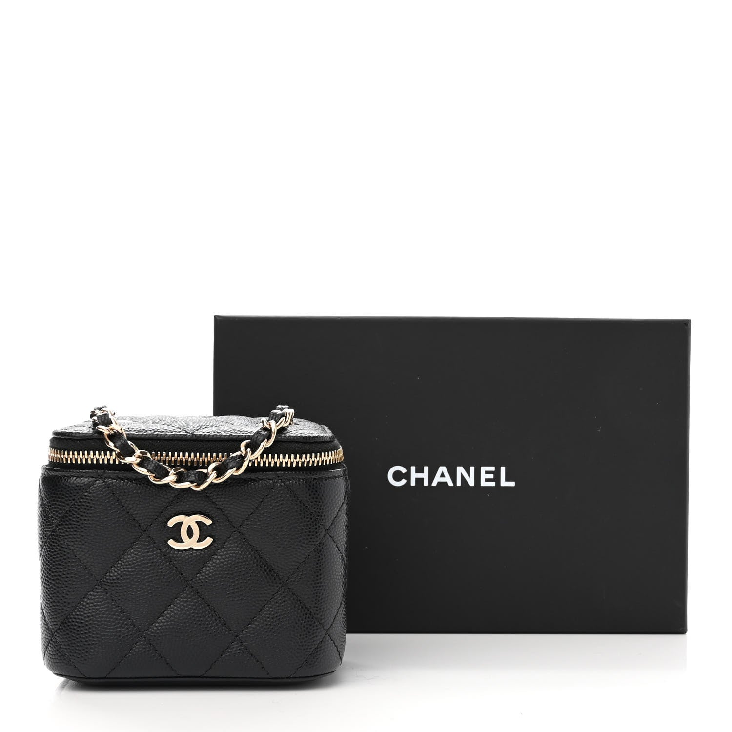 Chanel Caviar Quilted Mini Vanity Case With Chain Black 11 of 11