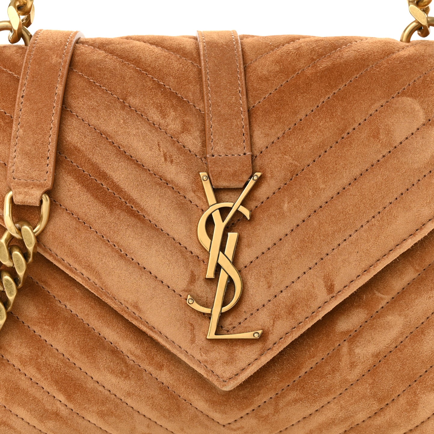 Suede Matelasse Chevron Monogram Medium College Bag Cinnamon