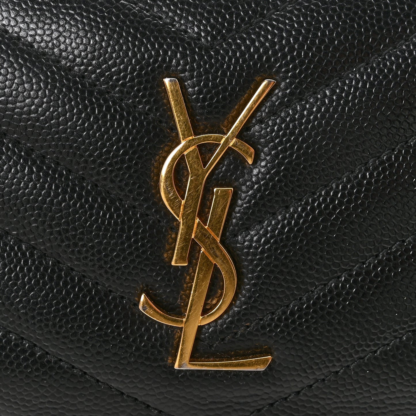 Grain De Poudre Matelasse Chevron Monogram Compact Zip Around Wallet Black