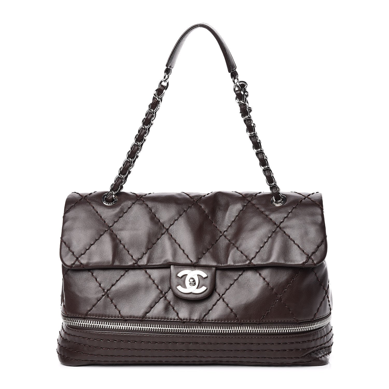 Chanel Calfskin Large Expandable Flap Bag Brown 1 of 11