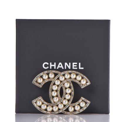 Chanel Pearl Baguette Crystal CC Brooch Gold 5 of 5